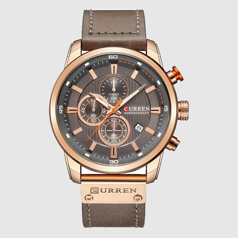 Montre Homme Curren Quartz - Cadran Marron/noir, Bracelet Cuir, Style Sport