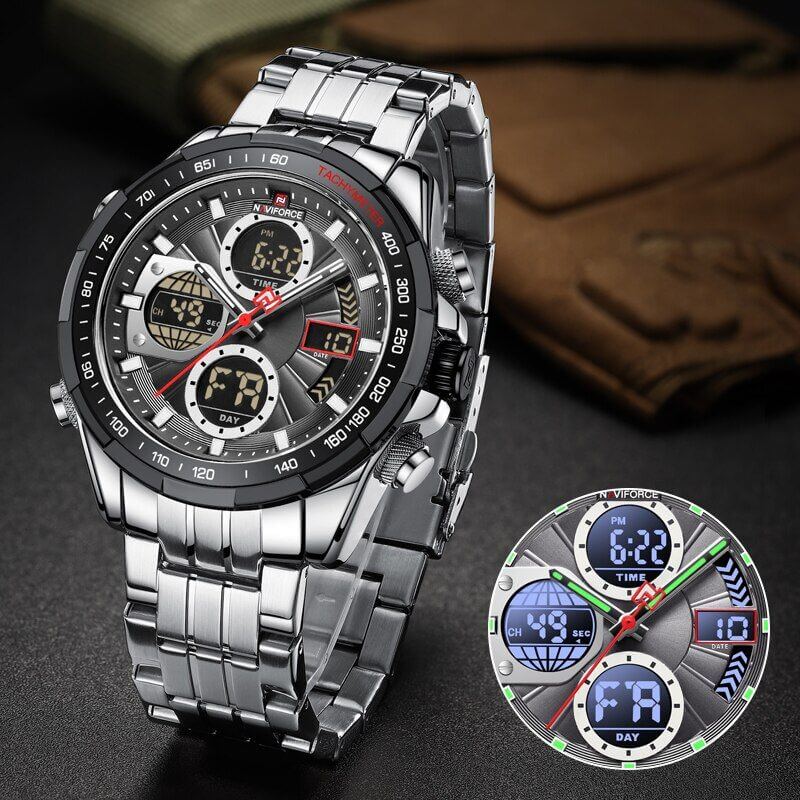 Montre pour Homme Naviforce NF9197 Argent Fond Noir – Image 4