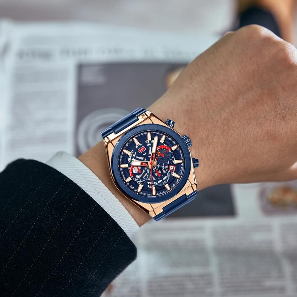 Montre pour Homme Mini Focus MF0339G Bleu Doré – Image 3