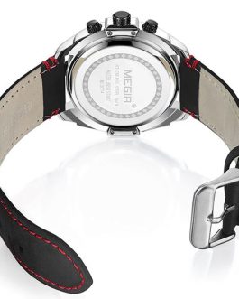 Montre pour Homme Megir 2074 Cuir Noir Rouge