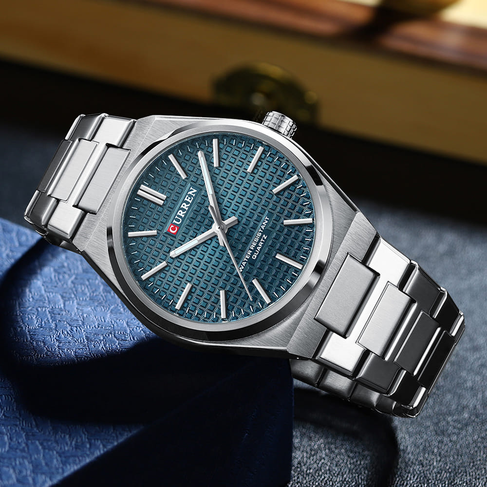 Montre pour Homme Curren 8439 Argent Fond Bleu – Image 3