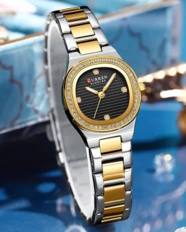 Montre pour Femme Curren 9101 Argent Doré Fond Noir