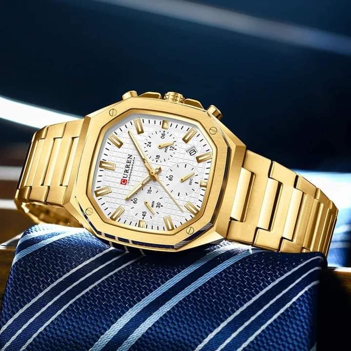 Montre pour Homme Curren 8459 Doré Fond Blanc – Image 3