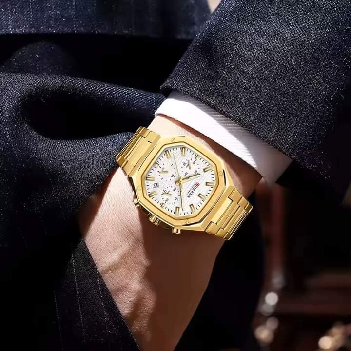 Montre pour Homme Curren 8459 Doré Fond Blanc – Image 4