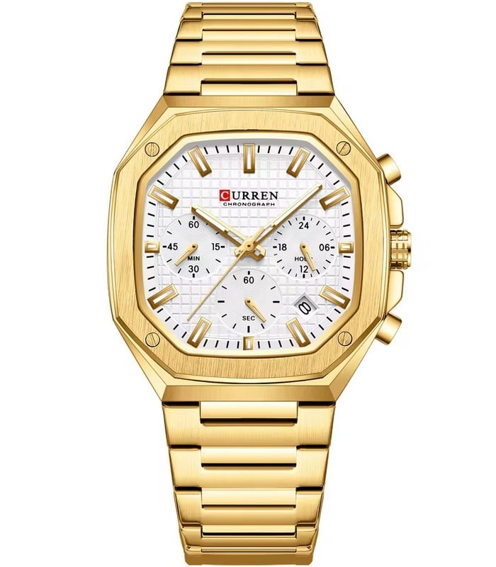 Montre pour Homme Curren 8459 Doré Fond Blanc