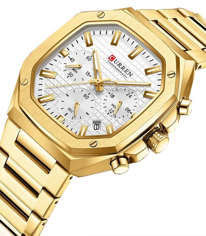 Montre pour Homme Curren 8459 Doré Fond Blanc – Image 6