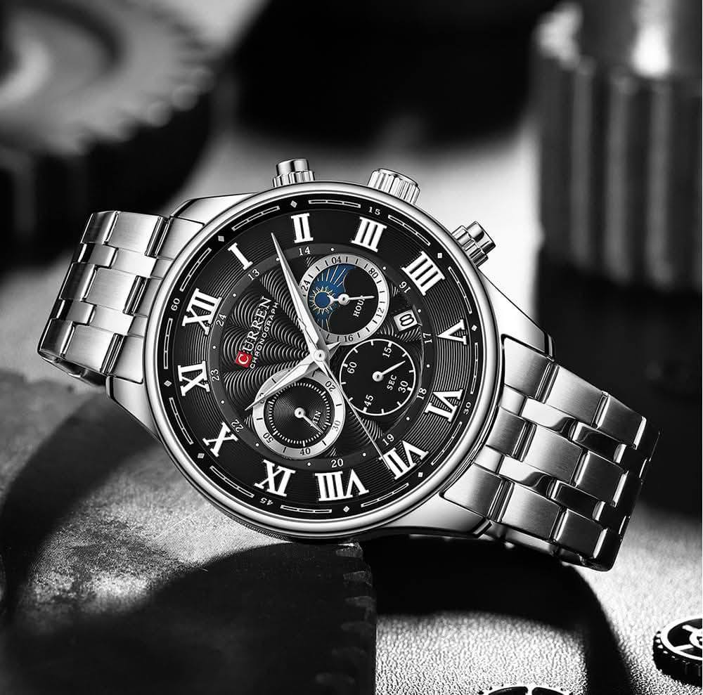 Montre pour Homme Curren 8427 Argent Fond Noir – Image 3