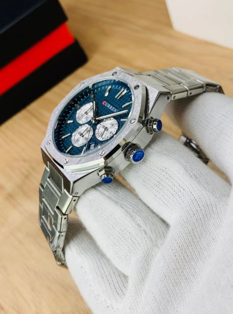 Montre pour Homme Curren 8440 Argent Fond Bleu – Image 5