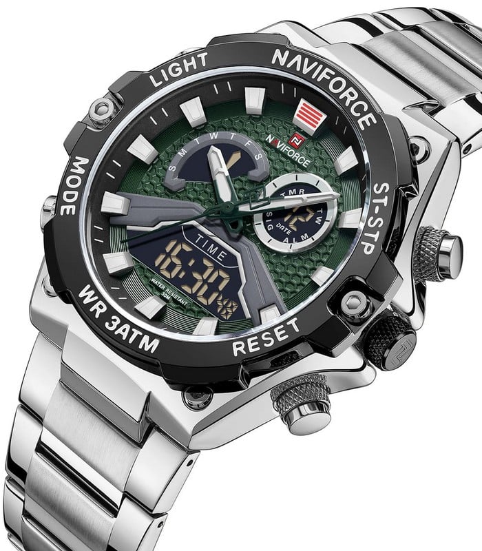 Montre pour Homme Naviforce NF9207 Argent Fond Vert – Image 3