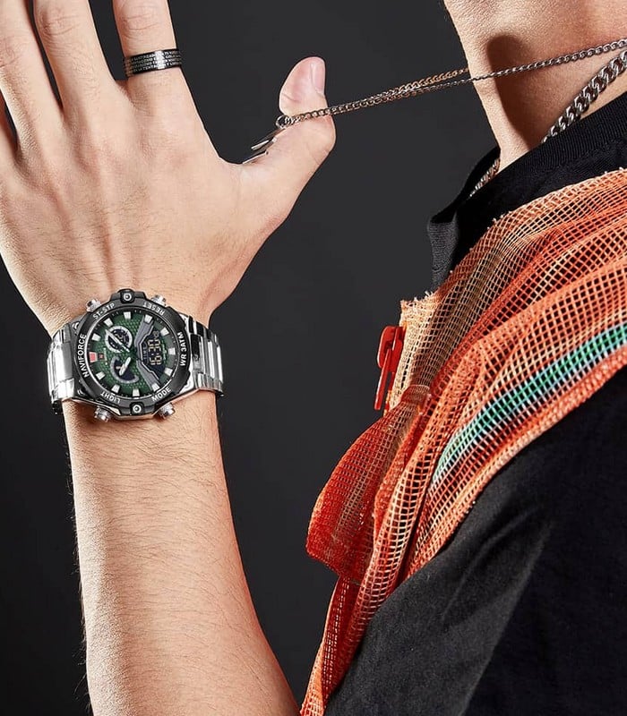 Montre pour Homme Naviforce NF9207 Argent Fond Vert – Image 2