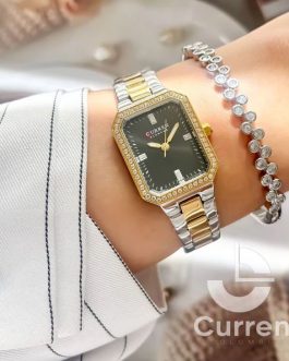 Montre pour Femme Curren 9102 Argent Doré Fond Noir