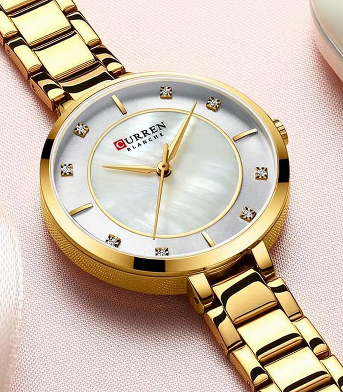 Montre pour Femme Curren 9051 Doré Fond Blanc – Image 3