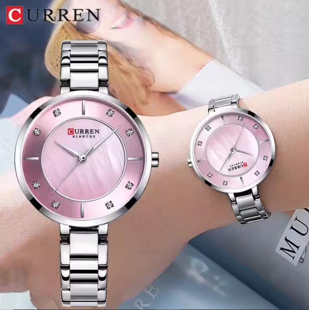 Montre pour Femme Curren 9051 Argent Fond Rosé – Image 2