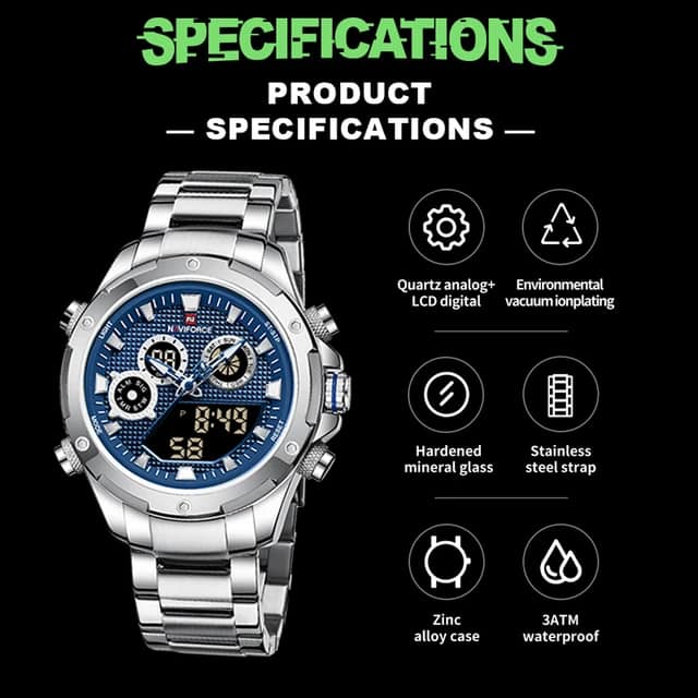 Montre pour Homme Naviforce NF9217 Argent Fond Bleu – Image 5