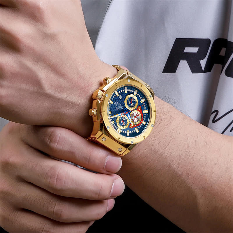 Montre pour Homme Naviforce NF8027 Doré Fond Bleu – Image 2