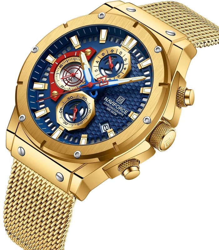Montre pour Homme Naviforce NF8027 Doré Fond Bleu – Image 4