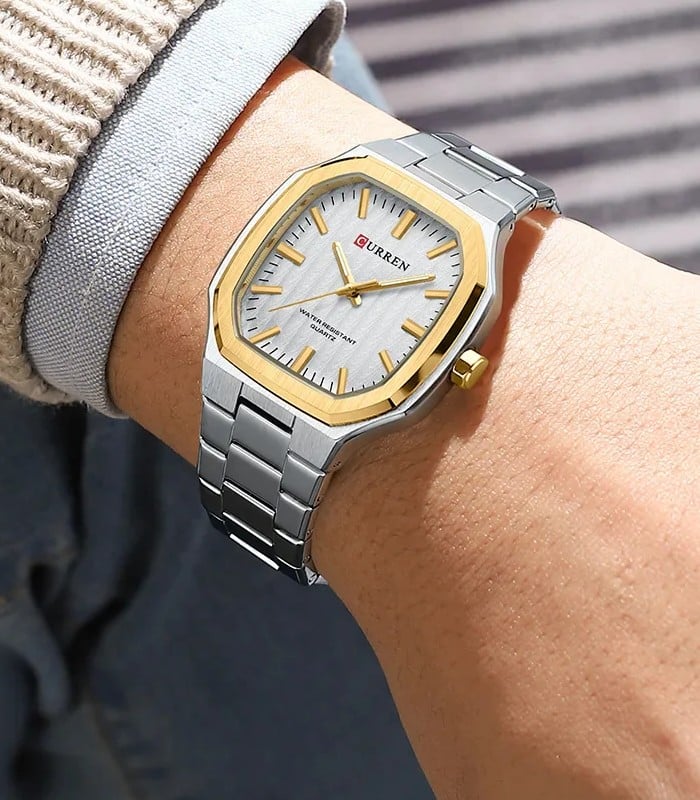 Montre pour Homme Curren 8458 Argent Doré – Image 3