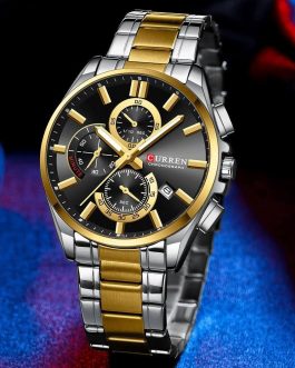 Montre pour Homme Curren 8475 Argent Doré Fond Noir