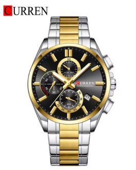 Montre pour Homme Curren 8475 Argent Doré Fond Noir