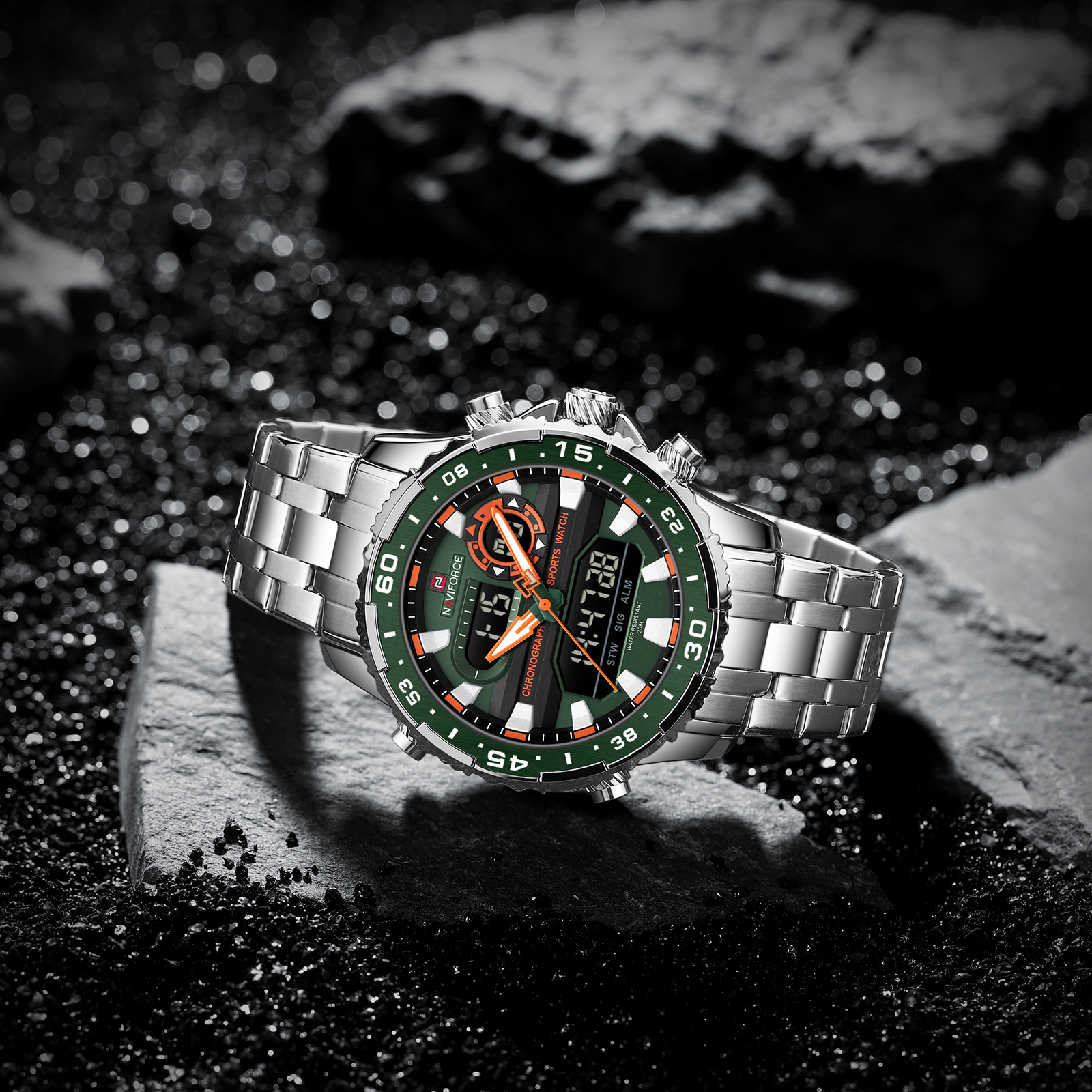 Montre pour Homme Naviforce NF9234 Argent Fond Vert – Image 3