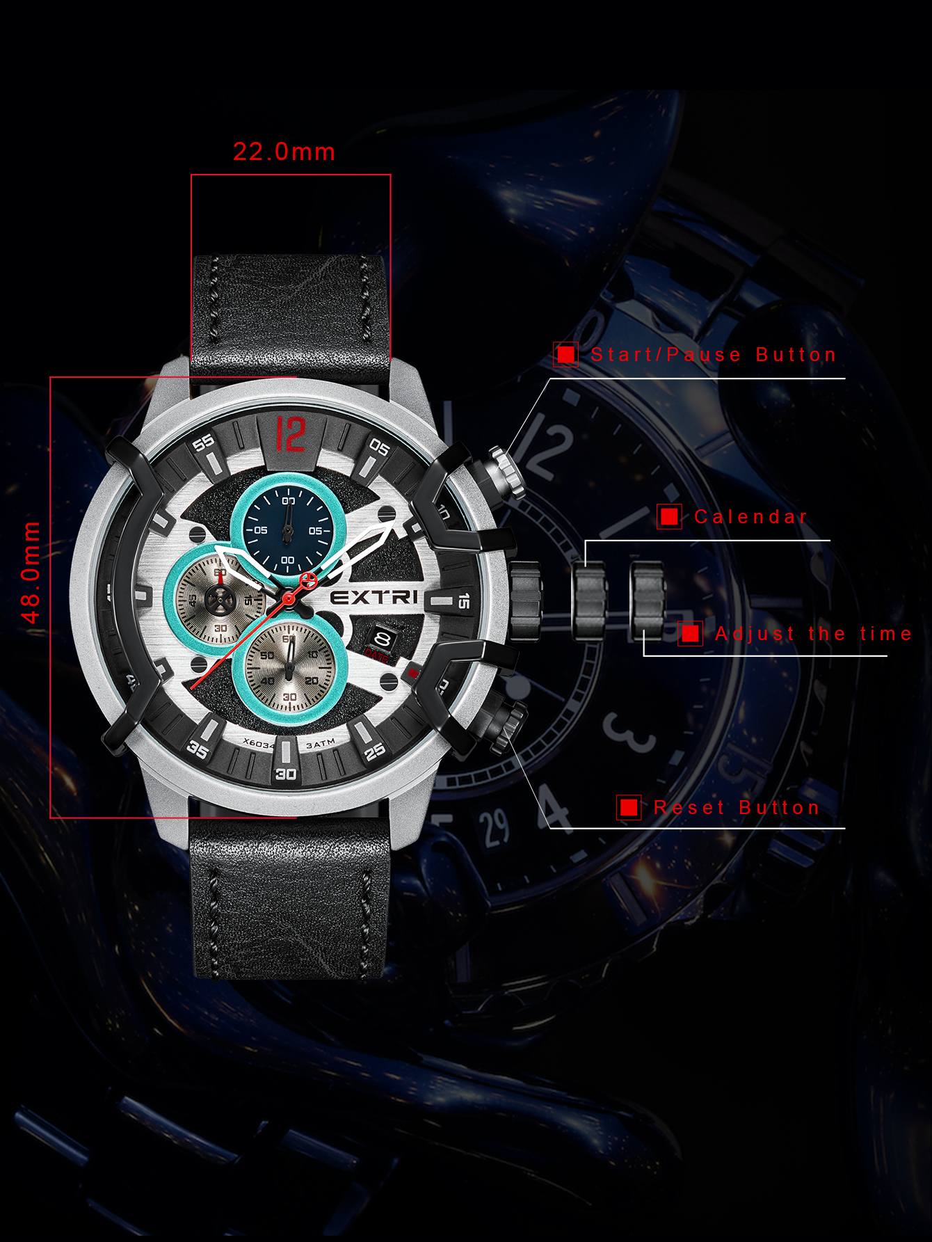 Montre pour Homme EXTRI 6034 Noir – Image 4