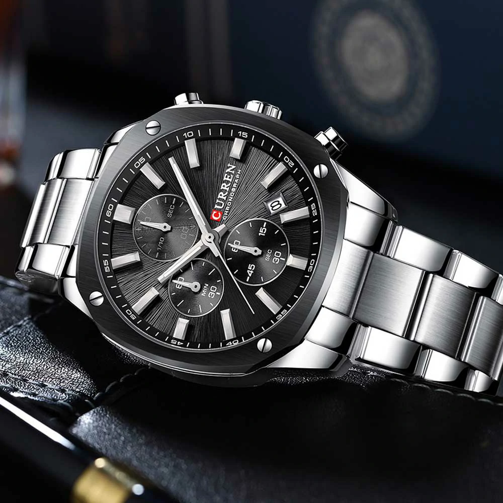 Montre pour Homme Curren 8490 Argent Fond Noir – Image 3