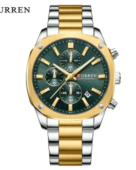 Montre pour Homme Curren 8490 Argent Doré Fond Vert