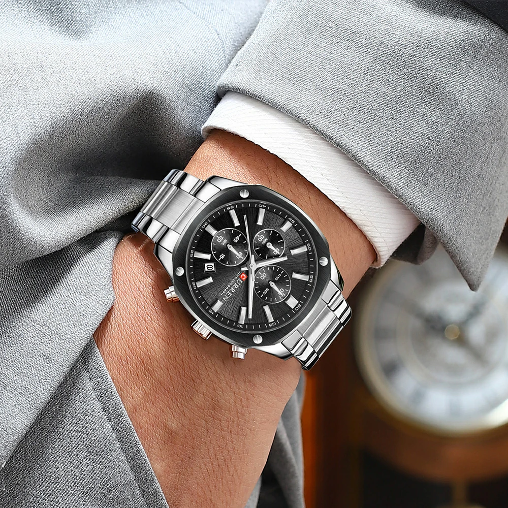 Montre pour Homme Curren 8490 Argent Fond Noir – Image 4