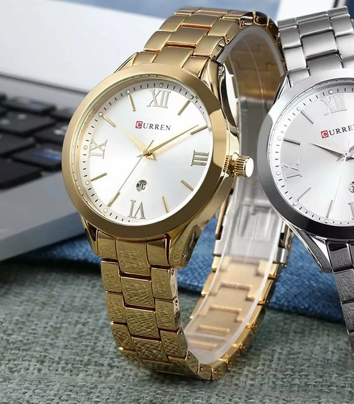 Montre pour Femme Curren 9007 Doré Fond Blanc – Image 4