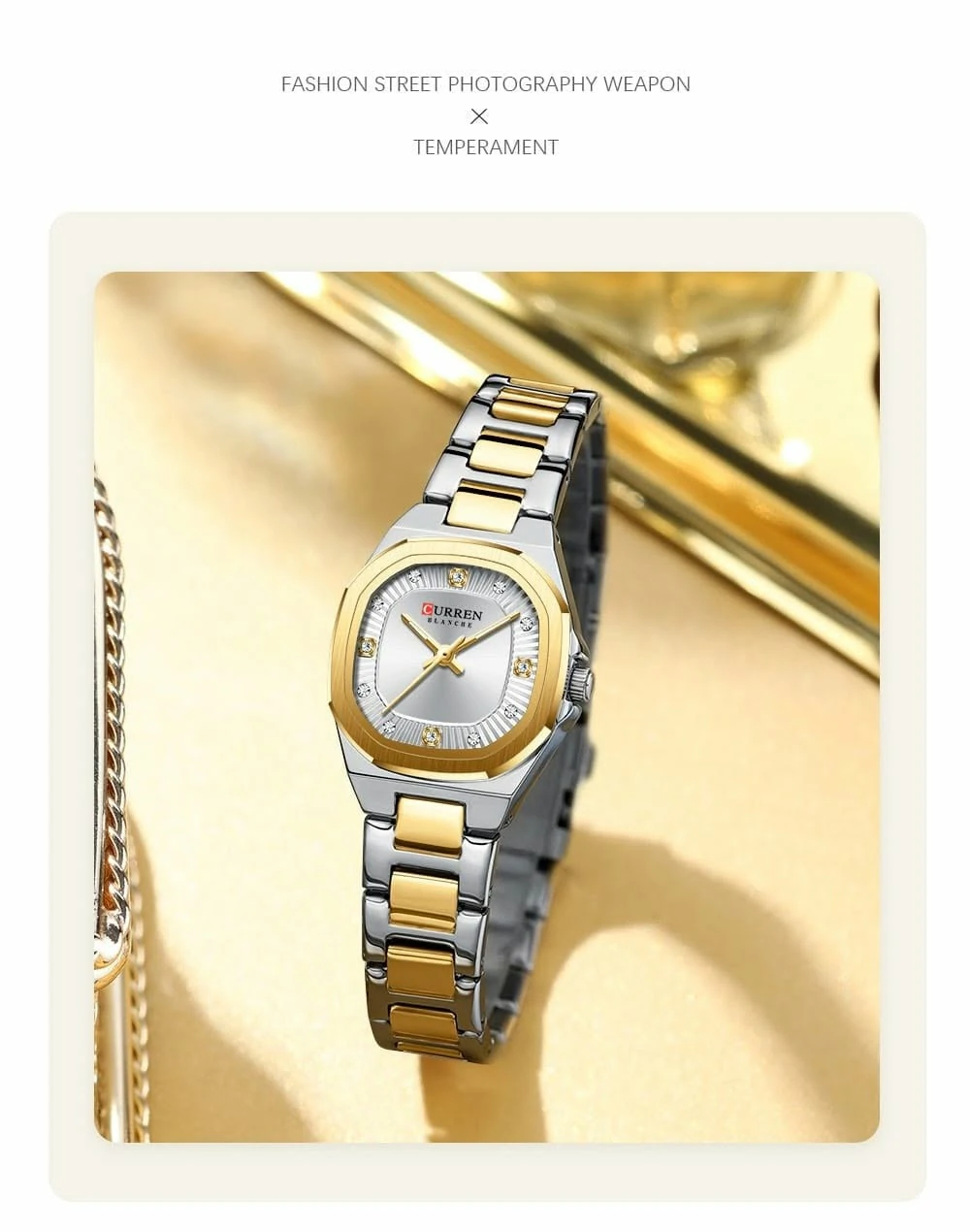 Montre pour Femme Curren 9104 Argent Doré – Image 4
