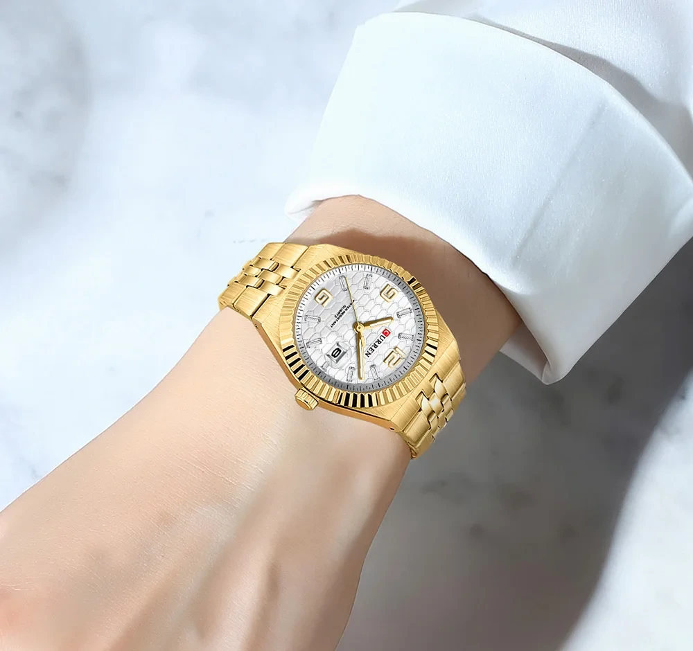 Montre pour Femme Curren 8498L Doré Fond Blanc – Image 3