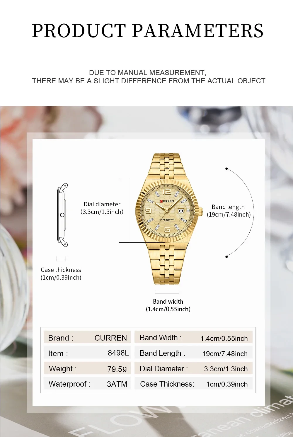 Montre pour Femme Curren 8498L Doré – Image 8