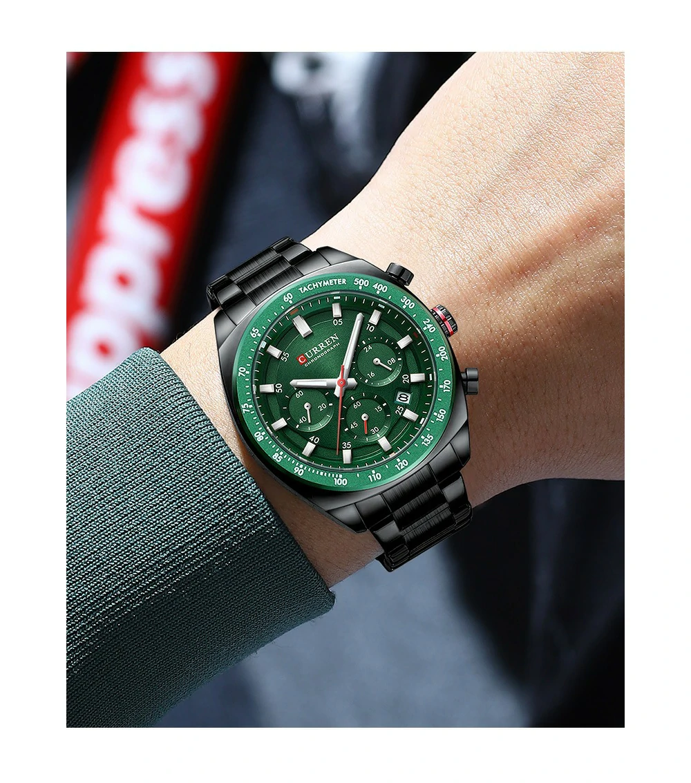 Montre pour Homme Curren 8497 Noir Fond Vert – Image 6