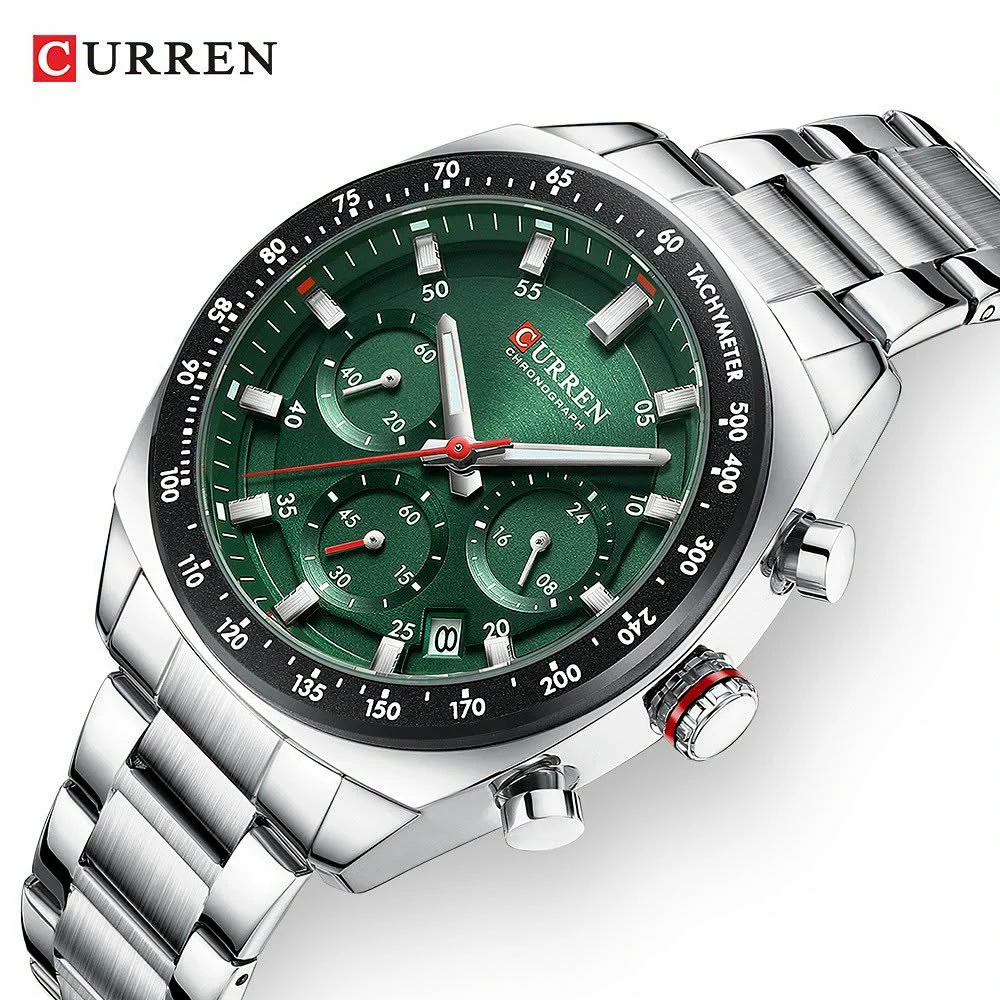 Montre pour Homme Curren 8497 Argent Fond Vert – Image 4