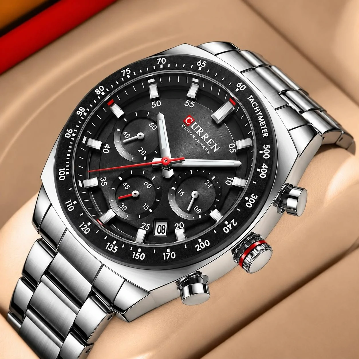 Montre pour Homme Curren 8497 Argent Fond Noir – Image 3