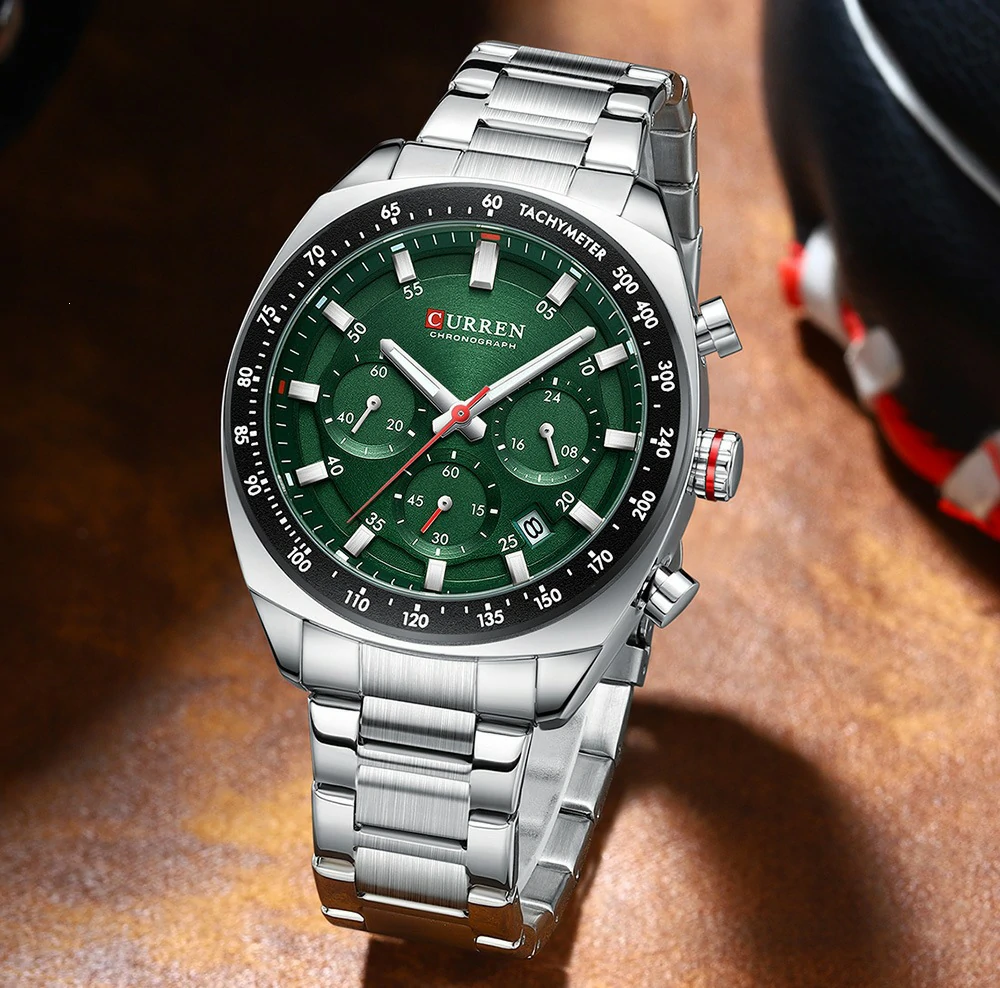 Montre pour Homme Curren 8497 Argent Fond Vert – Image 2
